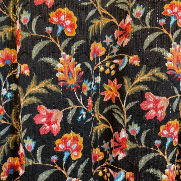 Loft floral print tie waist dress with metallic thread MP - Picture 4 of 4